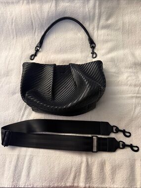 THINK ROYLN Black Woven Crossbody Bag with Detachable Straps